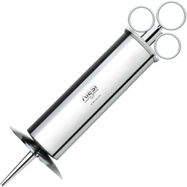 AIESI® Schimmelbusch Metal/Steel Syringe Capacity 50 ml with Ear Cup and 2 Needles, Syringe for Watering, Warranty 24 Months