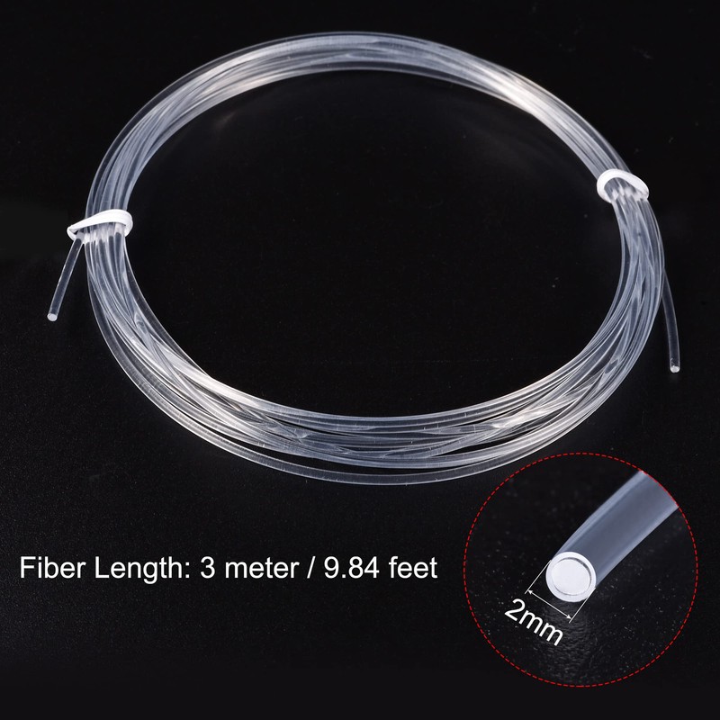 sourcing map PMMA Side Glow Fibre Optic Cable 2 mm