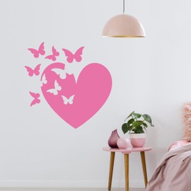 GRAZDesign Wall Tattoo Heart with Butterflies Wall Sticker for Living Room Bedroom Children's Room Hallway Wall Decoration 30 x 30 cm White