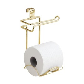 iDesign Over-The-Tank Toilet Paper Holder with Storage - Gold