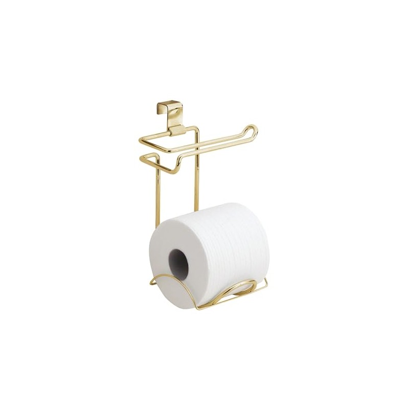 iDesign Over-The-Tank Toilet Paper Holder with Storage - Gold