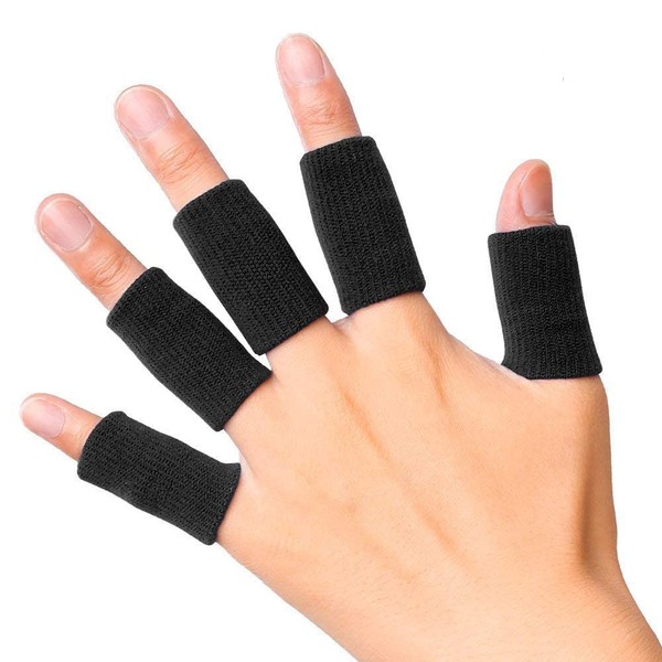 20Pcs Elastic Finger Sleeves Sports Support Thumb Brace Arthritis Protector Breathable Cover for Trigger Finger, Cracking, Arthritis, Callus