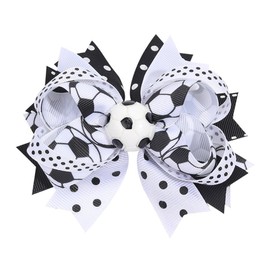 LDDCX Soccer Bow Hair Clips, Hair Accessories for girls. Soccer Hair Bow Clips Football Hair Clips Pin. (FQ1-H, 1PC)