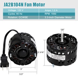 JA2B104N Vent Fan Motor Replacement for Broan Nutone 40933, 86933, 8693000, 86933-000, JA2B104N Bathroom Exhaust Fan, 3.3 Inch Diameter Bathroom Fan Motor for Nutone 8664RP, 8663RP, 676-D, 2676F-A