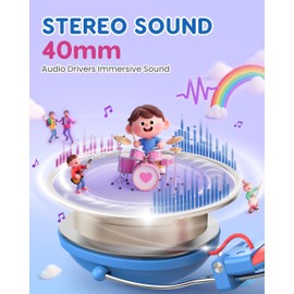 awatrue Children's Headphones, Headphones with Cable, 74/85 dB Volume Limit, Stereo Sound, HD Sound, Foldable Over Ear Children's Headphones for School/Tablet/PC (Blue Red)