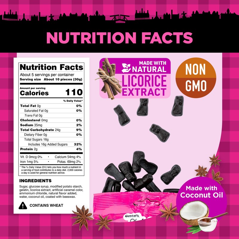 Gustaf's Dutch Licorice Cats - 12 Pack of 5.2oz Bags