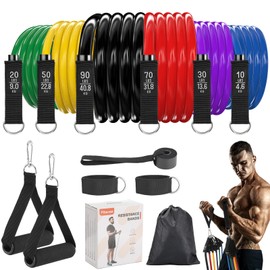 Fitense 6Pcs Resistance Bands, Workout Bands 270lbs, Exercise Bands with Handles/Door Anchor/Ankle Straps/Bag/Poster for Men, Heavy Resistance Bands for Working Out at Home