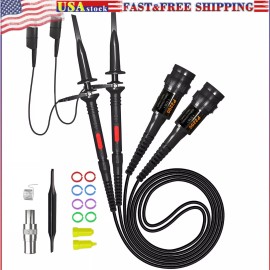 Peakelect 2-Pack Oscilloscope Clip Probes 200MHz with Accessory Kit 1X 10X