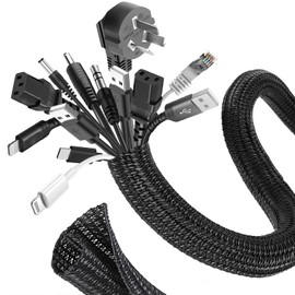 Romon 6 m Cable Sleeve, 16 mm - 25 mm Can be Cut to Size, Self-Closing, Flexible Woven Cable Sheath, Spiral Hose for TV, PC, Home Cinema, Automotive Cable, Cable Management, Bite Resistant for Dogs,