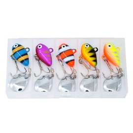 Steinn Wobbler | 5 Pieces Metal VIB Bait Hard Bait Fishing Lure Set | 3D Eyes Fishing Spinner Bass | with Treble Hook with Box (steinn015)