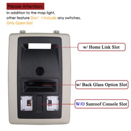 TQPONLY Overhead Console LED Dome Light Compatible with Dodge Ram 1500 2500 3500 4500 5500 Truck Map Lamp Assembly W/Back Glass Window Switch & Homelink