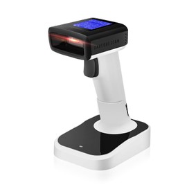 JRHC 1D 2D QR Barcode Reader, Screen Display with Charging Base, Compatible with 2 in 1, 2.4GHz Wireless and Wired Connections, 1.8" TFT Color LCD Screen Handheld, USB Barcode Scanner