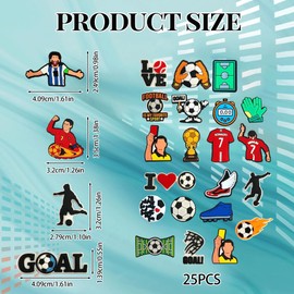 25PCS Shoe Charms for Football DIY for Croc Charms Football Waterproof Non Repeating Shoe Decoration Easy Installation Croc Charms for Boys Women Men for Birthday Party Favor Accessories Gifts