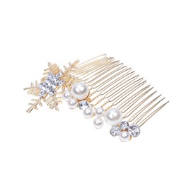 LALAFINA Rhinestone Insert Snowflake Hair Comb Alloy Hair Comb for Wedding Party