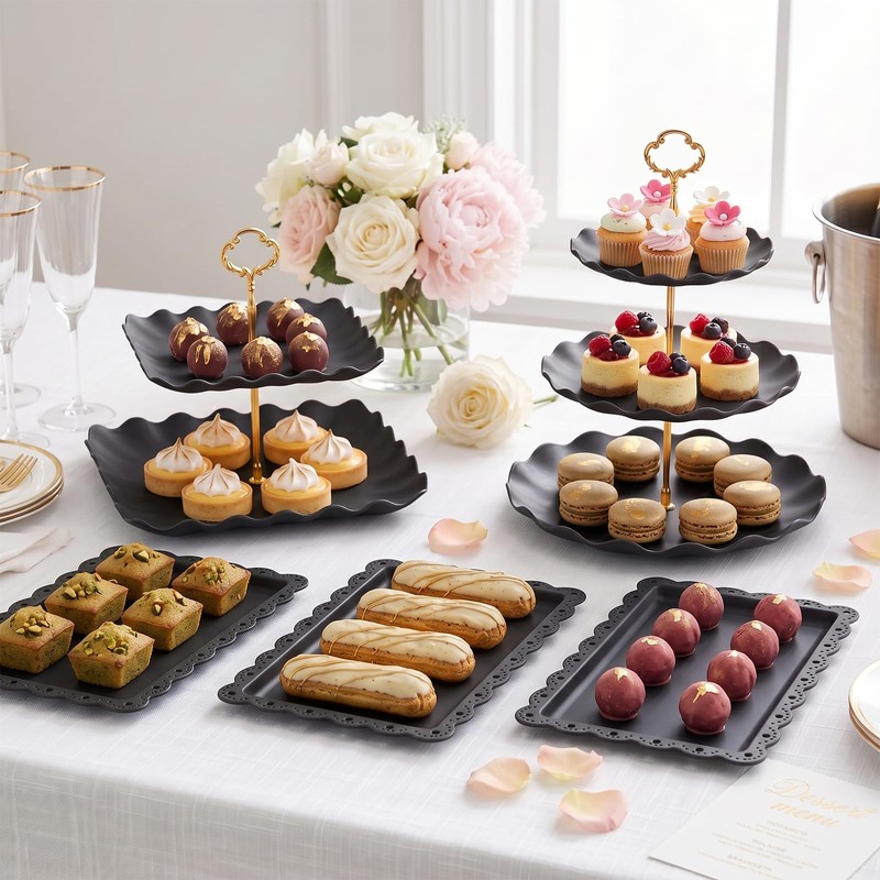 SWEETBLOOM 12-Pack Dessert Table Display Set Black