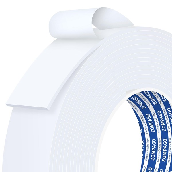 ZOMPAGO Double-Sided Foam Tape for Crafting,1.57in x 16.4FT（5m,Wall and Furniture