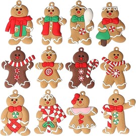 HERZWILD Gingerbread Man Pendant 12 Pieces Ginger Man Gingerbread Man Decoration Gingerbread Man Figure Christmas Tree Decoration Pendant Christmas Decoration Figures Set (B)