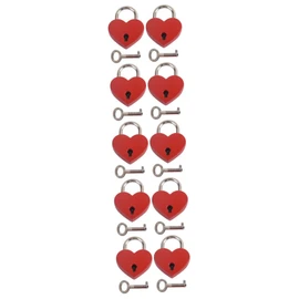 TEHAUX 10 Sets Mini Heart Shaped Padlocks Small Keyed Travel Locks for Diary Jewelry Box Suitcase Lightweight Love Locks for Anniversary Valentine Day