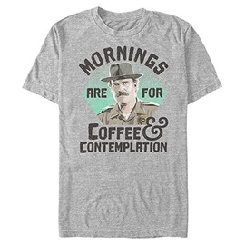 Stranger Things Men's Big Hopper Coffee Morning T-Shirt, Athletic Heather, Large Tall