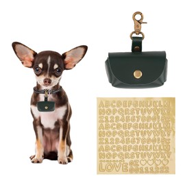 NICENEEDED Dark Green Wedding Ring Bearer Pouch for Dog Collar, PU Leather Wedding Ring Box Couple Ring Holder for Pets, Wedding Ring Storage Box for Proposal Engagement Wedding