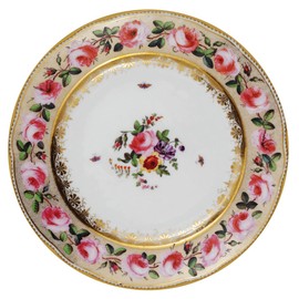 V&A - Victoria and Albert Museum Pink Roses Painted Tin Enamel Plate - Picnic or Camping