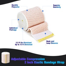 MUSEFITR 2 In Elastic Bandage Wrap 4 Pack, Compression Bandage Wrap for Ankle, Elbow, Knee, Shoulder,Tummy, Body, Premium Sport Support & Injury Recovery, Reusable & Durable