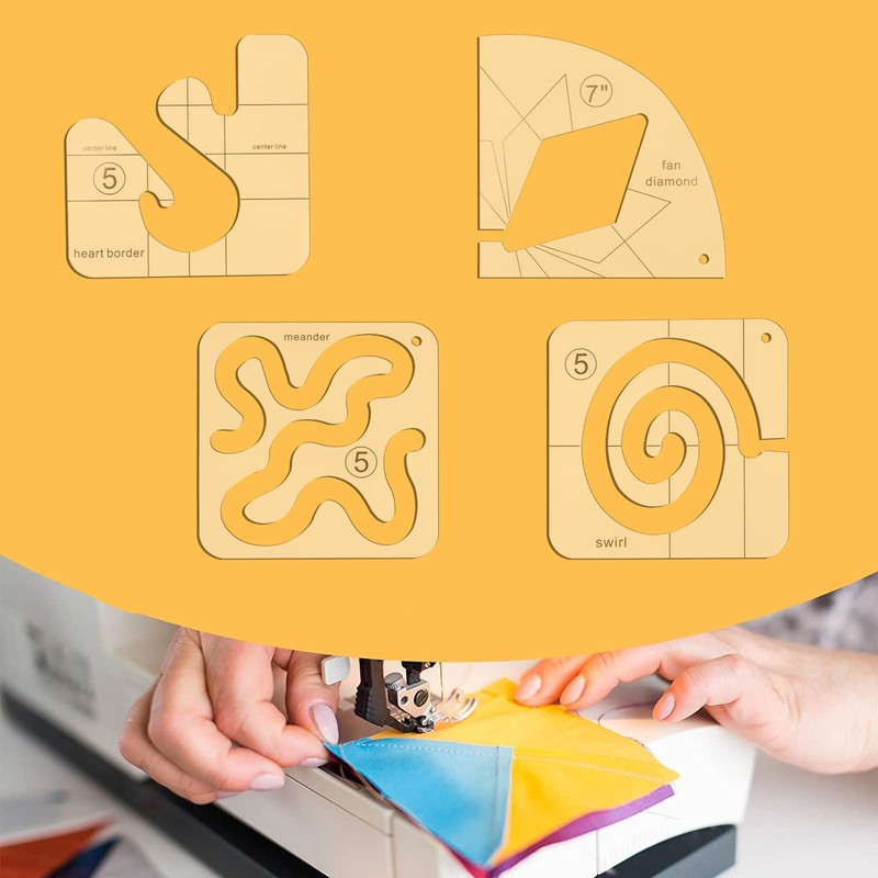 Free Motion Quilting Template Set - Set of 11 Acrylic