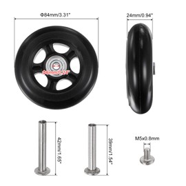 sourcing map Replacement Luggage Wheels 84x24mm Suitcase Wheel Repair Kits Include 2 PU Bearing Wheels & Washers, Wrenches & Axle Screw for Trolley Bag, Inline Skate and Caster Board