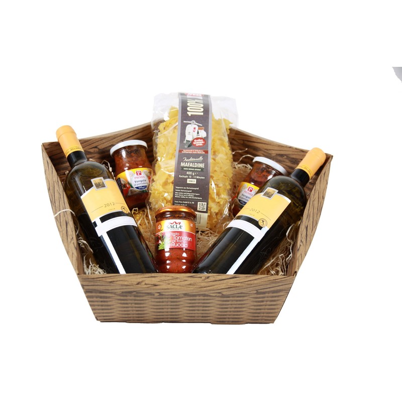 Weinkarton24.com 10 x Large Loop Gift Basket, Corrugated Cardboard Basket,