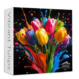 Gradient Tulips 1000 Piece Puzzle for Adults, PICKFORU Coloful Flowers Art Jigsaw Puzzles, Hard Challenging Spring Plant Theme as Wall Decor