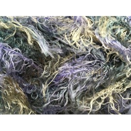 Wisteria Purple Petrol Green Wavy Eyelash Yarn - Dark Horse Yarns Hairy #26-100 Gram