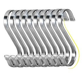 WEERSTONE Pack of 18 S Hooks Stainless Steel S-shaped Hooks Heavy Duty Metal Hooks for Bathroom, Bedroom, Office, Kitchen, Shop
