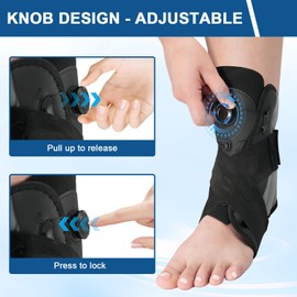 Wepai Adjustable Ankle Support with Rotary Knob, Foot Brace Stabiliser for Sprained Ankle, Tendonitis, Heel Spurs, Plantar Fasciitis, Achilles Tendonitis, Right & Left - S