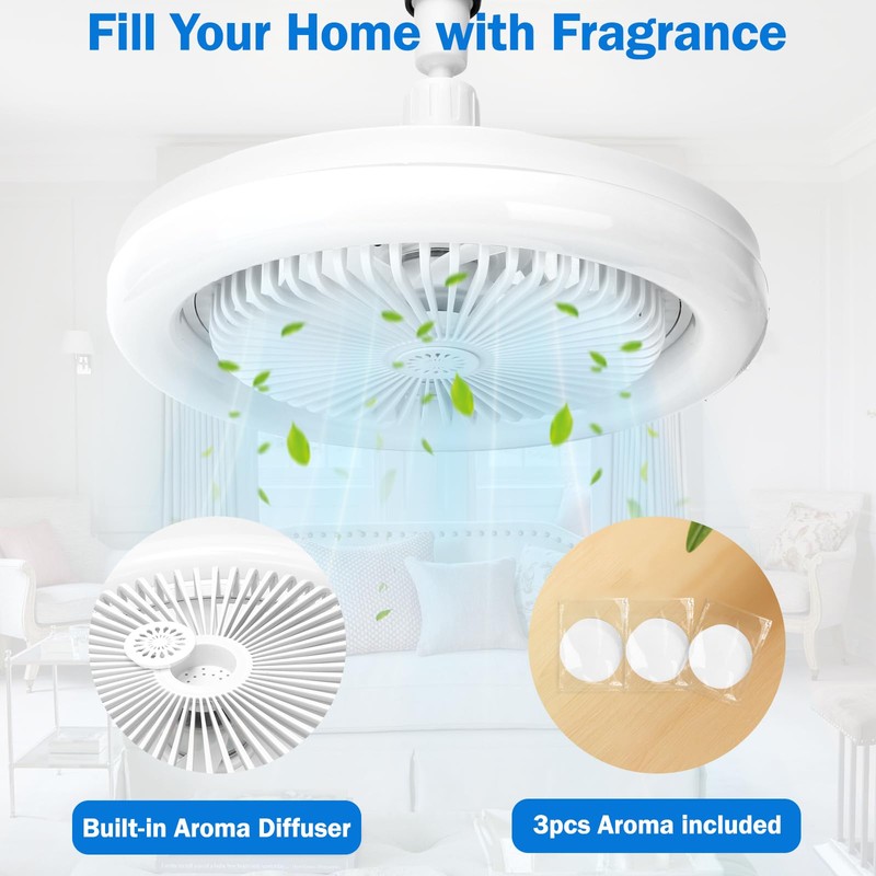 LED Ceiling Light with Fan, Adjustable Angle, 30W Dimmable Ceiling