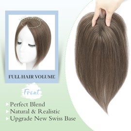 SEA SINGING Hair Toppers for Women Real Human Hair,Remy Human with Thinning Upgrade Middle Part Clip in Topper Hair Pieces for Women Daily (Medium Auburn Brown)