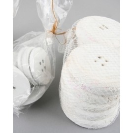 Button Decoration White Washed. D 9.5 cm 2 Models, Pack of 6)