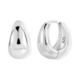 ALEXCRAFT Teardrop Small Chunky Silver Hoop Earrings for Women Thick Huggie Hoops S925 Hypoallergenic Earrings