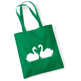 Huuraa Jute Bag Swan Couple Gift 10 Litres Cotton Swan Gift Idea, Green (Kelly green), Unit size