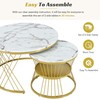Lakifun Round Nesting Coffee Table with Marble Top, Modern White