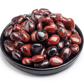 SigMntun Mahogany Obsidian Healing Crystal Stone Set - 24 Pieces, 0.6" Natural & Polished Stones for Healing, Meditation, Reiki, Chakra, Crafting & Decoration