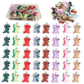 DANUDON Resin Dinosaurs Charms Pendants, 40 Pieces Small Dinosaurs Charms DIY Dinosaur Pendants Dangle Charms for Bracelet Necklace Earrings Making, 8 Colors