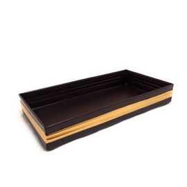 3SCompany Amenity Tray Powder Coated Stainless Steel 10"x5"x1.5", Oil Rubbed Bronze with Gold Ribs Accents