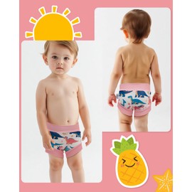 Babygoal Baby Toddler Reusable Swim Diapers 3 Pack, Adjustable, Washable, Waterproof Swimming Diapers for Newborn to 3T Boys & Girls,3YKS05-12-18M-B