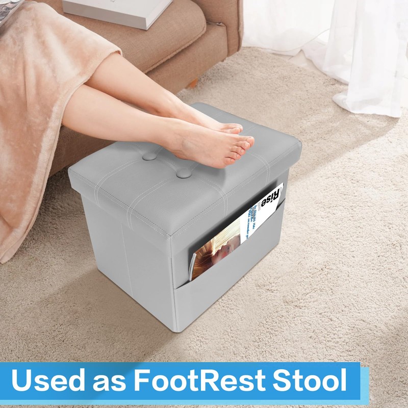 VewePata Ottoman with Storage Foot Stool, 17 Inches Folding Storage