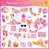SUNBEAUTY Pack of 36 Hawaii Photo Props Pink Flamingos Photo