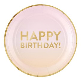Slant Collections 8-Count Disposable Party Size Paper Plates, 7-Inch, Happy Birthday
