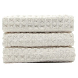 VeraSong Waffle Weave Kitchen Towels Thick Microfiber Dish Drying Towels Absorbent Tea Towels Hand Towel Lint Free 16Inch x 24Inch 3 Pack Beige