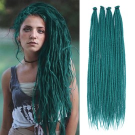 Vecago 24 Inch Dreadlock Hair Extensions, 40 Strands SE Thin 0.6cm Width Dreadlock Extensions, Synthetic Handmade Soft Hippie Style Dreadlocks for Woman,BD Green
