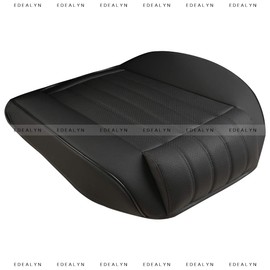 EDEALYN (1 PCS Car Seat Cover Width20.86 by deep 20.86 inches PU Leather Auto Bottom Seat Protector Cover with Comfort Leg Support Pillow Fit Most Front Driver Seat (Black with Leg Rest)
