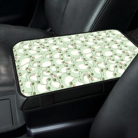AFYEWKC Car Center Console Cover, Universal Soft Large Neoprene Auto Armrest Seat Box Cover, Funny Car Decor Accessories Fit for Most Cars, Vehicles, SUVs Cute Green Frog